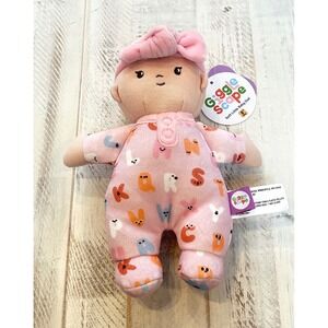 Giggle Scope Soft Little Baby Doll Pink Alphabet Pattern Plush Toy 8 inch